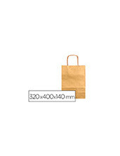 BOLSA PAPEL Q-CON.KRAFT ORO L ASA RETORCIDA 320X400X14MM 2