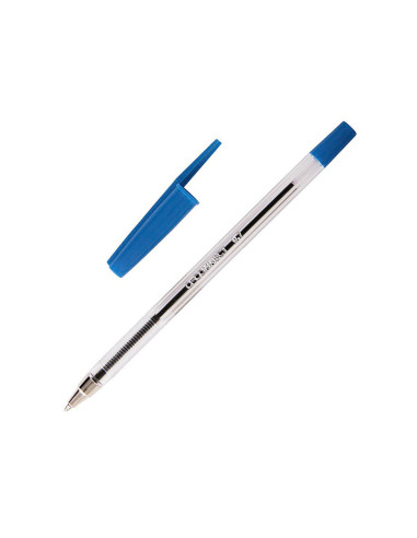 BOLIGRAFO TRANSPARENTE Q-CON AZUL MEDIO KF26039