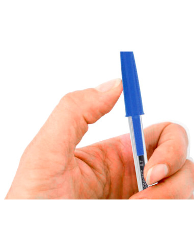 BOLIGRAFO TRANSPARENTE Q-CON AZUL MEDIO KF26039