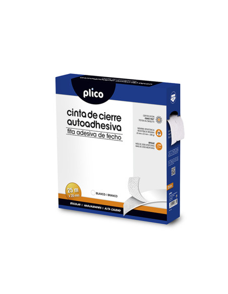 CINTA DE CIERRE ADHESIVA PLICO VELCRO BLANCO 20MM X 25M 13318