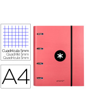 CARPETA RECAMBIO SOLAPA ANTARTIK A4 5MM FORRADA 4AN. 40MM CORAL