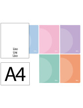 CUADERNO  360 T.DE PLAST.A4 48H. 90G/M2 LISO SIN MARGEN PASTEL SURT.