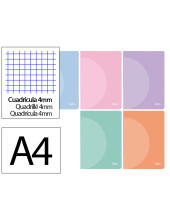 CUADERNO  360 T.DE PLAST.A4 48H. 90G/M2 4MM MARGEN PASTEL SURT.