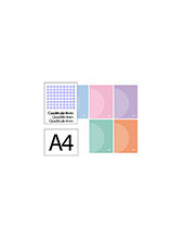 CUADERNO  360 T.DE PLAST.A4 48H. 90G/M2 4MM MARGEN PASTEL SURT. 2