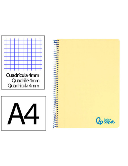 CUADERNO ESP. WONDER A4 T.PLASTICO 4MM 80H 90GR. AM. *74930