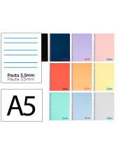 CUADERNO ESP. WONDER A5 T.PLASTICO PAUTA 3.5MM 80H. 90G. SURT.