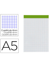 BLOC ENCOLADO LIDERPAPEL A5 4MM PERFORADO 80H. 60GR. S/TAPA