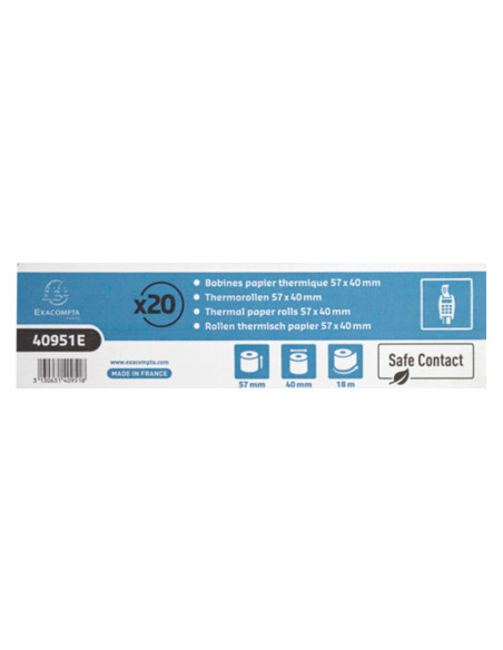 ROLLO SUMADORA EXACOMPTA SAFE CONTACT TERMICO 57MM X 40MM 52 G/M2