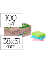 BLOC NOTAS ADH. QUITA PON Q-CON.38X51MM 100% PAPEL RECICLADO PASTELE
