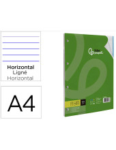 RECAMBIO LIDER.A4 100H.100G RAYADO HORIZONTAL 4A BANDAS 5 COL