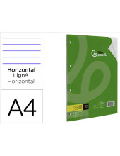 RECAMBIO A4 100H.100 G/M2 RAYADO HORIZONTAL MARGEN 4 TALADROS
