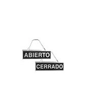 LETRERO METALICO ABIERTO Y CERRADO CADENA Y VENTOSA COLGAR 74X232MM 2