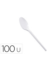 CUCHARA PLAST.BL.REUTILIZABLE PQ.DE 100 UD.