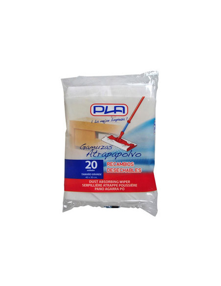 RECAMBIO MOPA PLA ATRAPAPOLVO DESECHABLE GRANDE 40X30 CM BOLSA 20UD
