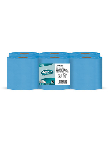 PAPEL SECAMANOS AMOOS 2 CAPAS 200MM.X 100 MT AZ. 6 ROLLOS J611001