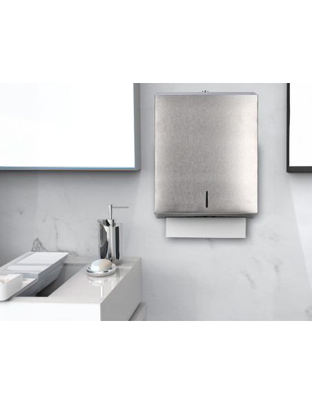 DISPENSADOR Q-CON TOALLITAS PAPEL ACERO INOXIDABLE 283x100x365 MM