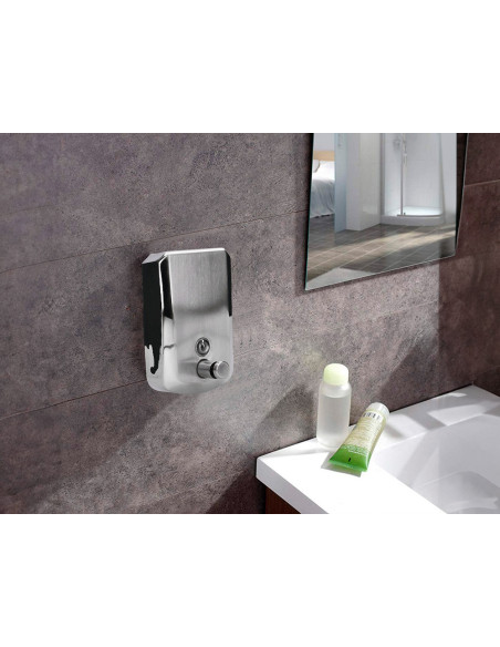 DISPENSADOR MANUAL Q-CON JABON 800 ML ACERO INOXIDABLE 178x114x56 MM