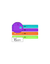 REGLA MOR 16 CM PLASTICO DE COLORES SURTIDOS GRADUADA Y BISELADA 2