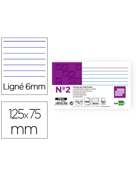 FICHA RAYADA N.2 75X125 MM PAQUETE 100 FICHA RAYADA N.2 75X125 MM PAQUETE 100