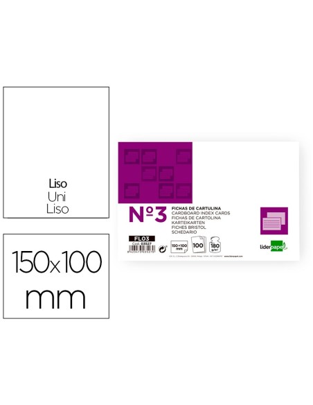 FICHA LISA N.3 100X150 MM PAQUETE 100 FICHA LISA N.3 100X150 MM PAQUETE 100