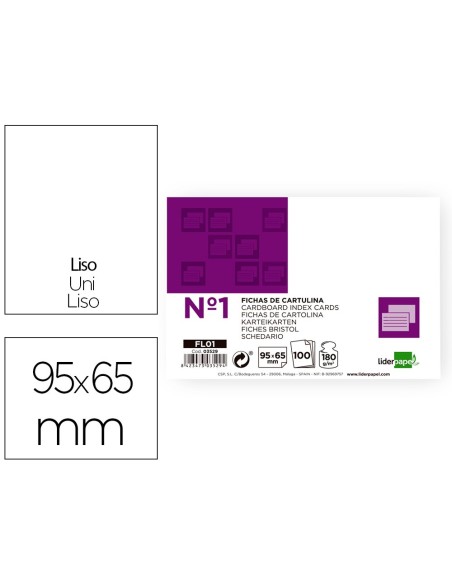 FICHA LISA N.1 65X95 MM PAQUETE 100 FICHA LISA N.1 65X95 MM PAQUETE 100