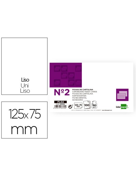 FICHA LISA N.2 75X125 MM PAQUETE 100 FICHA LISA N.2 75X125 MM PAQUETE 100