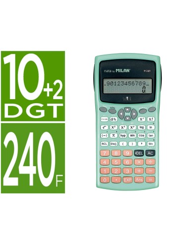 CALCULADORA MILAN CIENTIFICA M240 SILVER 2 LINEAS 240 10+2D.VE. TURQ.