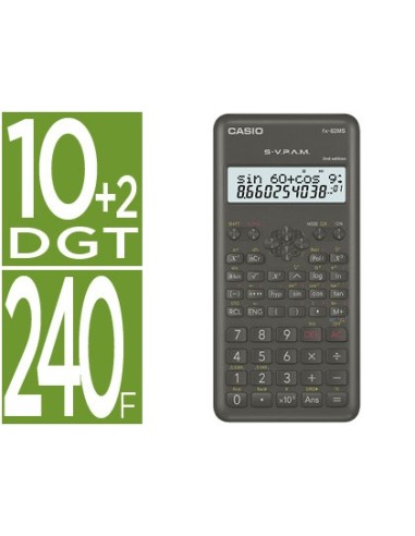 CALCULADORA CASIO FX-82 MS -CIENTIFICA -240 FUNCIONES -DOBLE PANTALLA