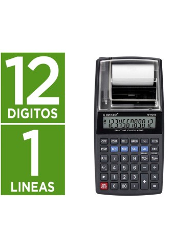 CALCULADORA Q-CON.IMPRESORA PANTALLA PAPEL KF11213 12 DIGITOS NEGRA