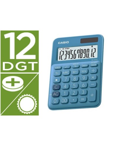 CALCULADORA CASIO MS-20UC-BU SOBREMESA 12 DIGITOS TAX +/- COLOR AZ.