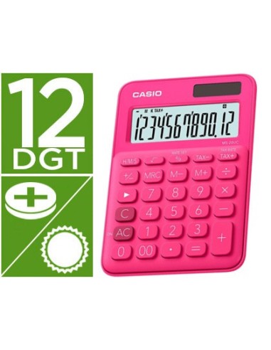 CALCULADORA CASIO MS-20UC-RD 12D.TAX +/- FUC.