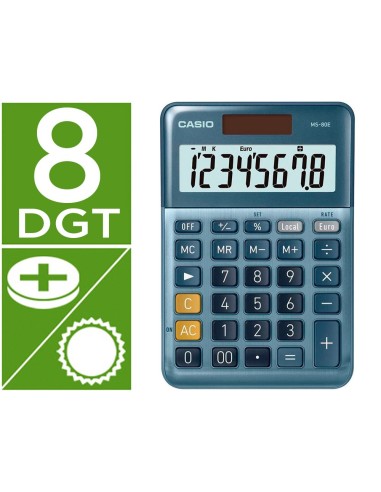 CALCULADORA CASIO MS-80E 8D.TX +/- TECLA DOBLE CERO AZ.