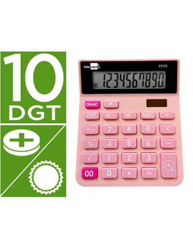 CALCULADORA  XF23 10D.SOLAR PILAS ROSA 127X105X24MM