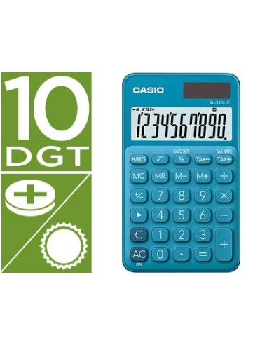 CALCULADORA CASIO SL-310UC-BU BOLSILLO 10D.TAX +/- DOBLE CERO AZ.