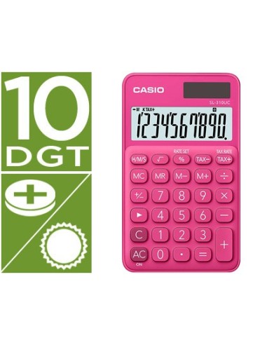 CALCULADORA CASIO SL-310UC-RD BOLSILLO 10D.TAX +/- TECLA DOBLE CERO