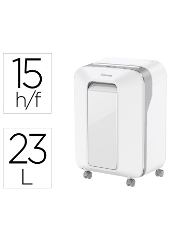 DESTRUCTORA FELLOWES LX201 15 H P5 CLIPS GRAPAS TARJETAS 23L BLANCA