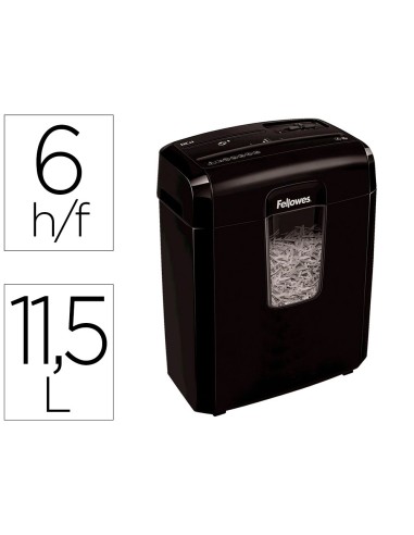 DESTRUCTORA FELLOWES LX-25M 6H P4 GRAPAS CLIPS TARJETA PAPELERA 11,5