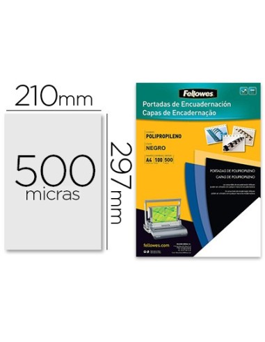 TAPA ENCUADERNACION FELLOWES A4 PP. NG. 450 MICRAS PK.DE 100 UD.