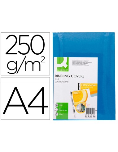 TAPA ENCUADERN Q-CON.CARTON DIN A4 AZUL SIMIL-PIEL 250 100UD**29128