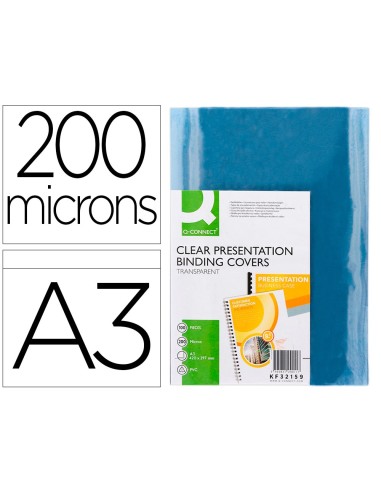 TAPA ENCUADERNACION Q-CON.PVC DIN A3 TPTE.200 MC 100UD**43314