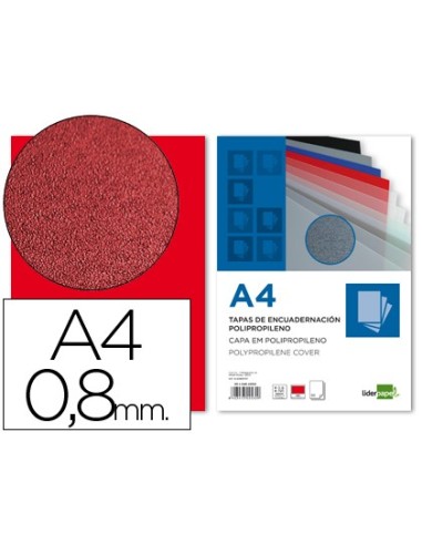 TAPA ENCUADERNACION PP DIN A4 ROJA ESPESOR 0,8 MM PACK 50**22532