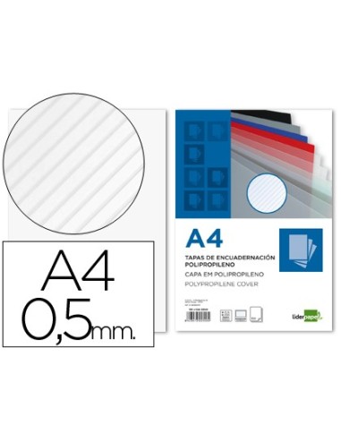 TAPA ENCUADERNACION PP RAYADO DIN A4 TPTE.0,5 MM PACK 100UD**22540