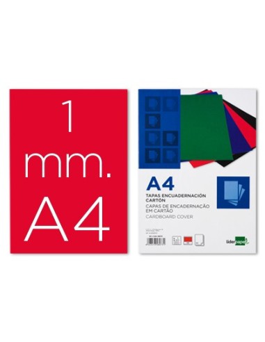 TAPA  ENCUADERNACION CARTON GOFRADO DIN A4 1MM ROJA PACK 50**28073