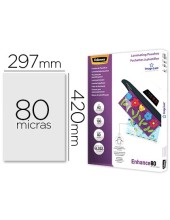 BOLSA DE PLASTIFICAR FELLOWES BRILLO DIN A3 80 MICRAS PACK 100 UD.