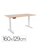 MESA ROCADA REG.ELECTRICA 129 CM ESTRUCTURA ACERO TABLERO 160 CM HAYA