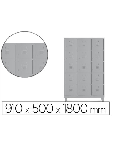 TAQUILLA MET.ROCADA 300 3 MODULOS X 5 PUERTAS GRIS 910X500X1800MM