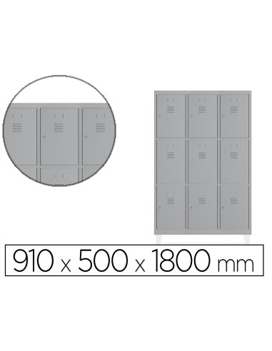 TAQUILLA MET.ROCADA 300 3 MODULOS X 3 PUERTAS GRIS 910X500X1800MM