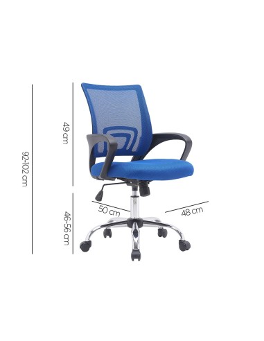 SILLA Q-CON.SIENA MALLA BASE MET.ALT MAX 1000X560X570 RUEDAS NG.AZ. SILLA Q-CON.SIENA MALLA BASE MET.ALT MAX 1000X560X570 RUEDAS NG.AZ.