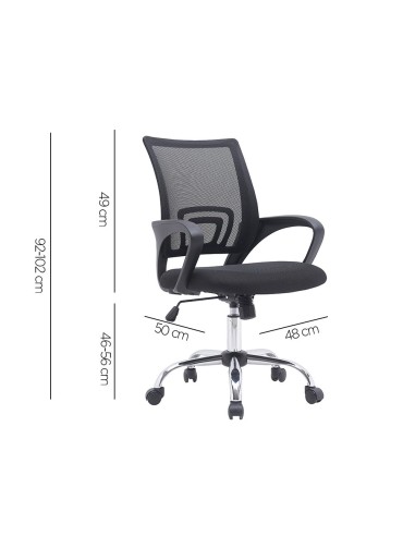 SILLA Q-CON.SIENA MALLA BASE MET.ALT MAX 1000X 560X570 NG. SILLA Q-CON.SIENA MALLA BASE MET.ALT MAX 1000X 560X570 NG.