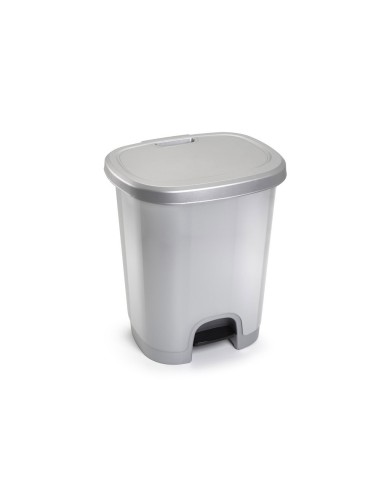 CONTENEDOR PLASTICFORTE PLAST.TAPADERA PEDAL 27LT.PLATA 380X320X450MM